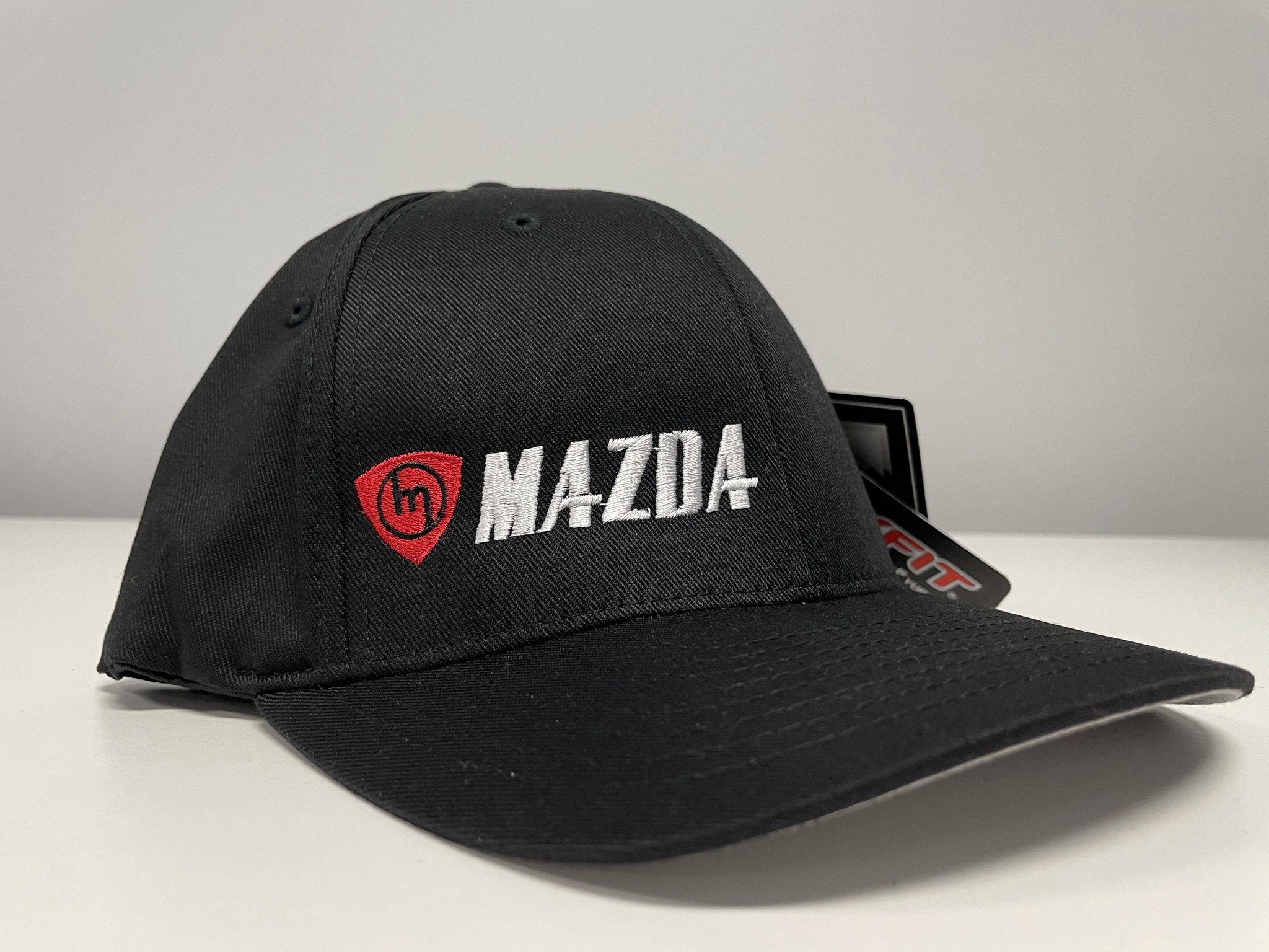 Black Curved Flexfit with Red M & White MAZDA