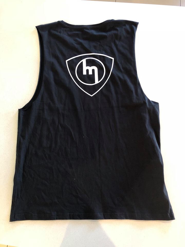 White M Rear - Black Singlet